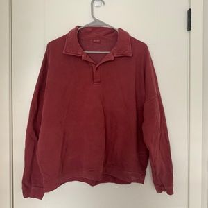 Half Button Crimson Crewneck